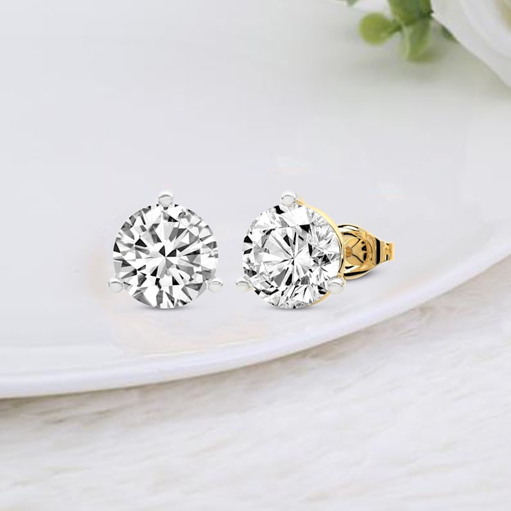 3 Ct 14K Gold IGI Certified Lab Grown Round Shape 3 Prong Diamond Stud
Earrings Friendly Diamonds