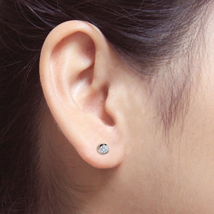 0.75 Ct 14K White Gold IGI Certified Lab Grown Bezel Solitaire Stud
Earrings Friendly Diamonds