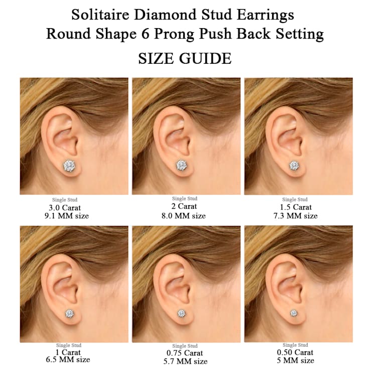 1 Ct 14K Gold IGI Certified Lab Grown Round Shape 6 Prong Diamond Stud Earrings Friendly Diamonds 114YKA
