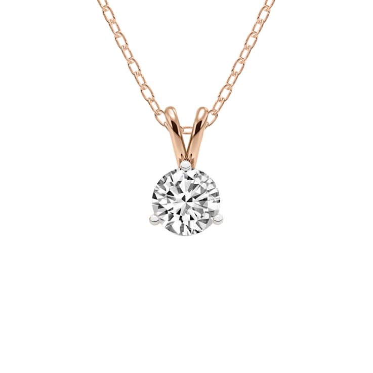 1 Carat Round Diamond Solitaire Necklace in 14K Yellow Gold