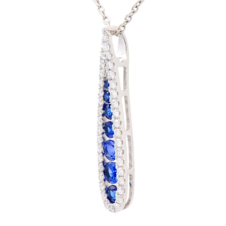 14KW 0.79ct Sapphire and Diamond Pendant With Chain
