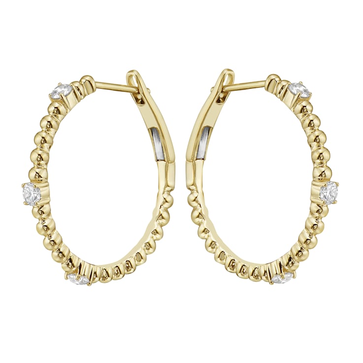 14K Yellow Gold 0.53ct Diamond Hoop Earrings