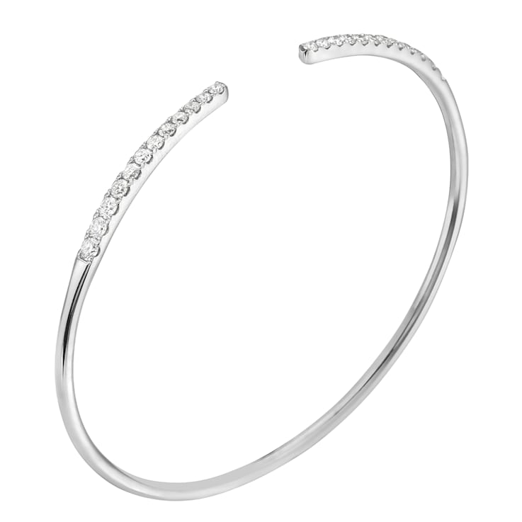 14K White Gold 0.81ctw Diamond Bangle