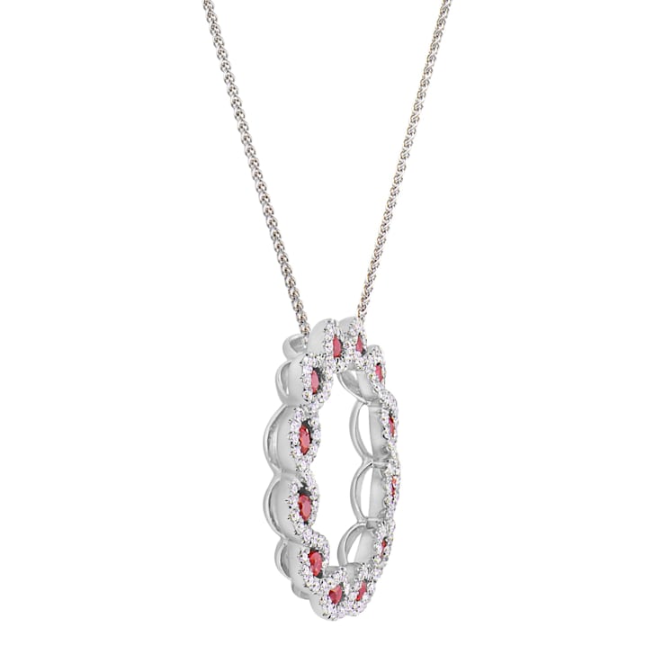 14KW 0.89ct Ruby and Diamond Pendant With Chain
