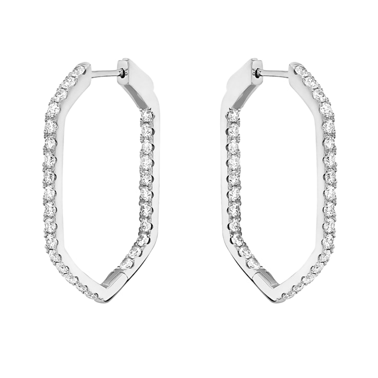 14K White Gold 1.95ct Diamond Hoop Earrings