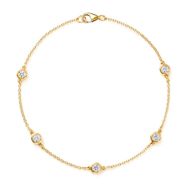 14K Yellow Gold 0.75ctw Diamond Bezel Bracelet