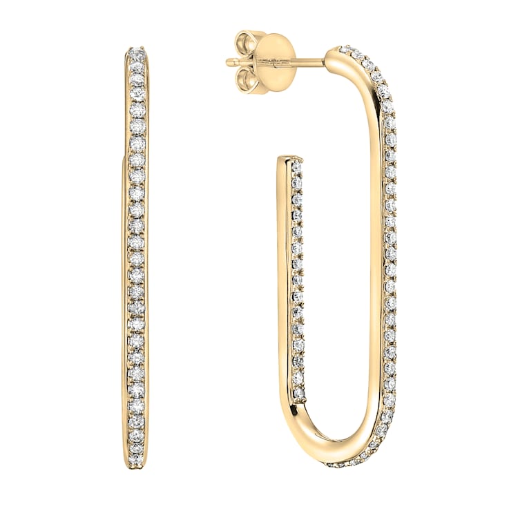 14K Yellow Gold 0.49ct Diamond Hoop Earrings