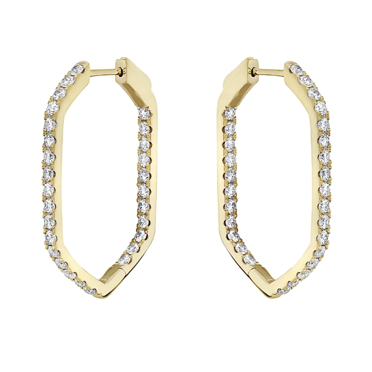 14K Yellow Gold 1.95ct Diamond Hoop Earrings