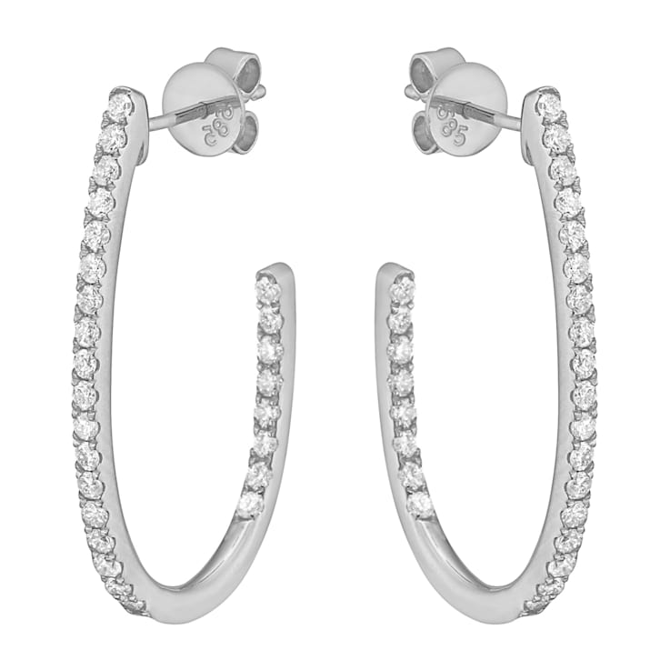14K White Gold 0.62ct Diamond Hoop Earrings