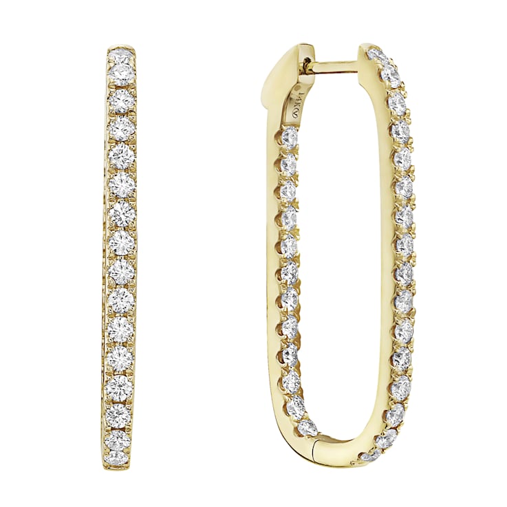 14K Yellow Gold 1.52ct Diamond Hoop Earrings
