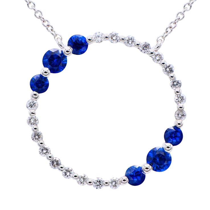 14KW 0.56ct Sapphire and Diamond Pendant With Chain