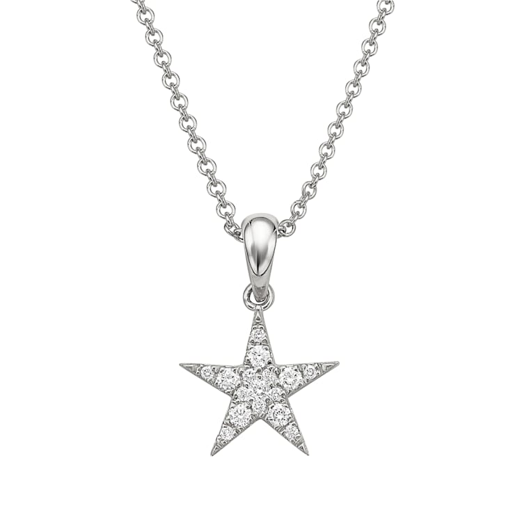 14KW 0.15ct Diamond Pendant With Chain