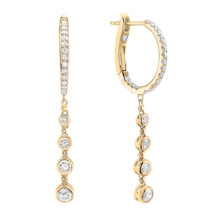 14K Yellow Gold 0.86ct Diamond Earrings
