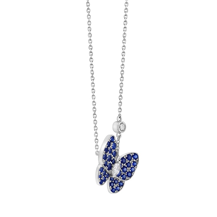 14KW 1.39ct Sapphire and Diamond Pendant With Chain