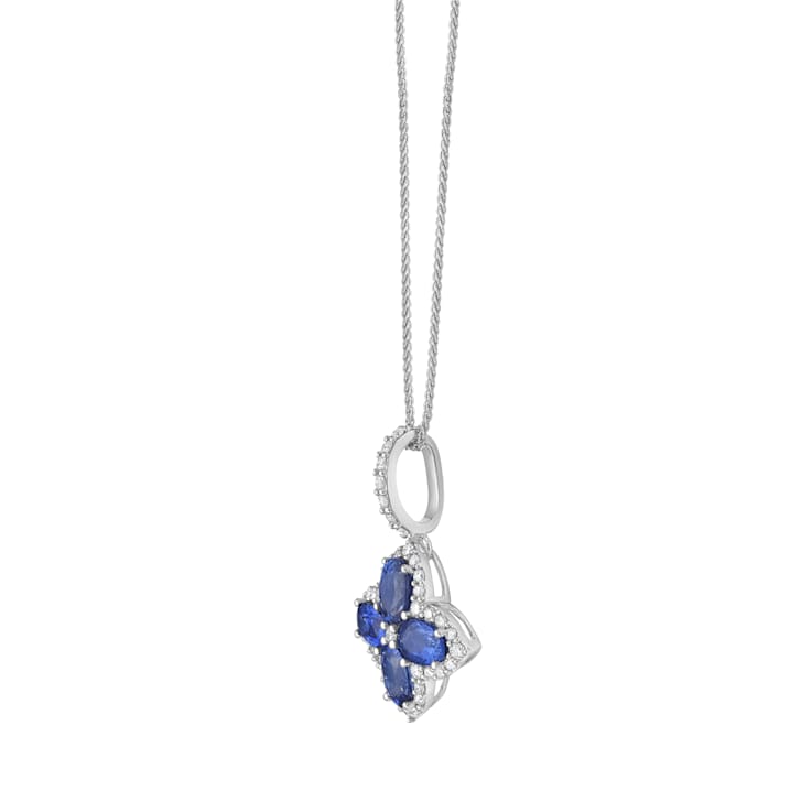 14KW 2.72ct Sapphire and Diamond Pendant With Chain