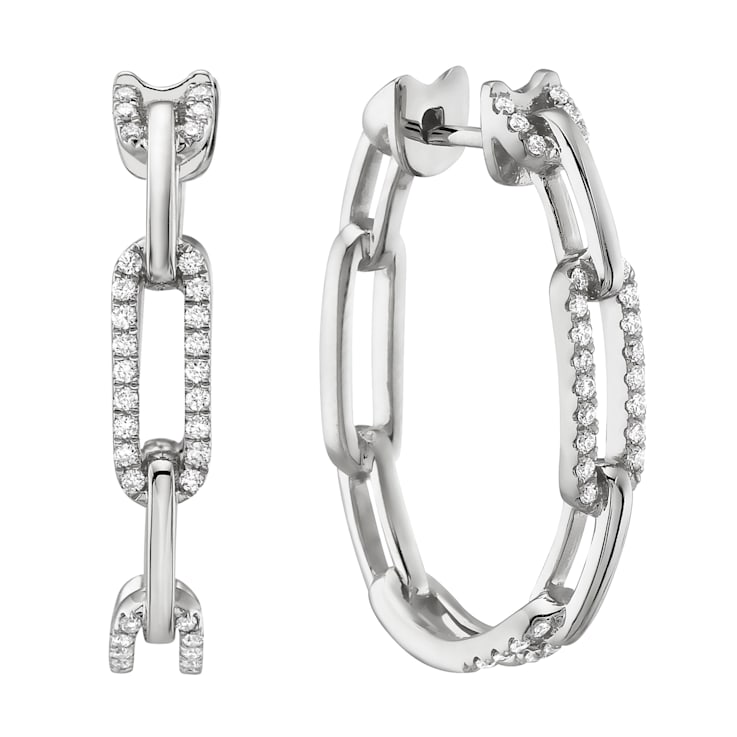 14K White Gold 0.39ct Diamond Hoop Earrings