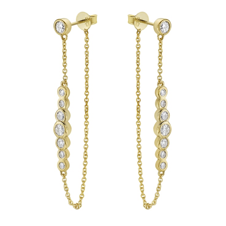 14K Yellow Gold 0.9ct Diamond Earrings