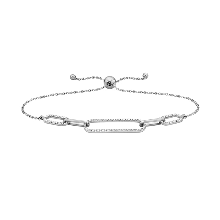 14K White Gold 0.20ctw Diamond Bezel Bracelet