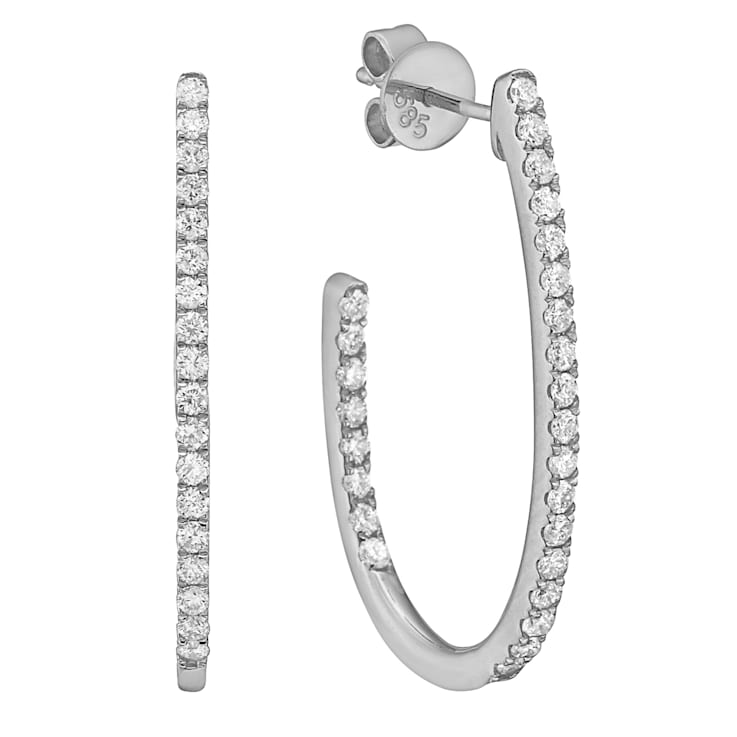 14K White Gold 0.62ct Diamond Hoop Earrings