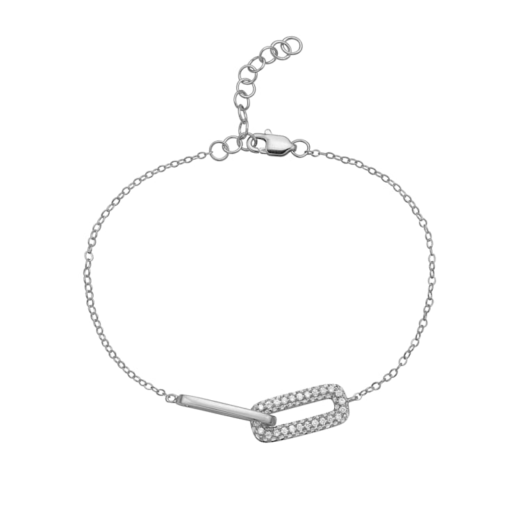 14K White Gold 0.41ctw Diamond Paperclip Bracelet