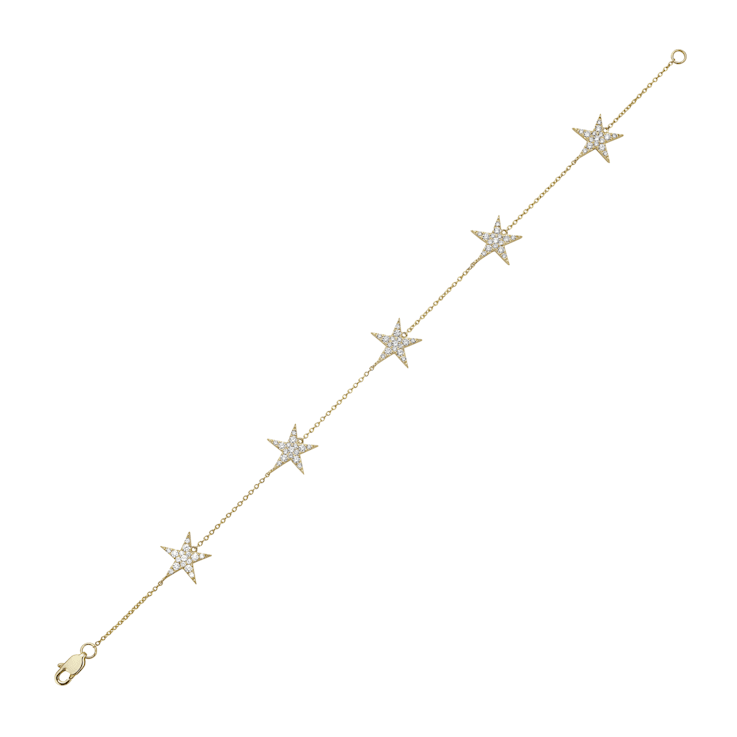 14K Yellow Gold 0.78ctw Diamond Stars Bracelet