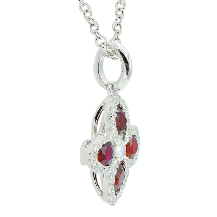 14KW 0.53ct Ruby and Diamond Pendant With Chain