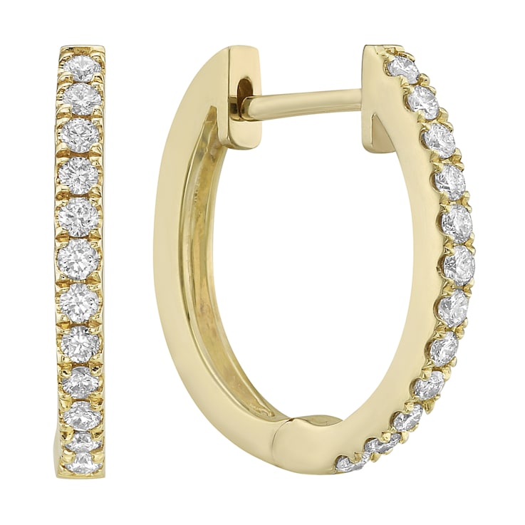 14K Yellow Gold 0.26ct Diamond Hoop Earrings