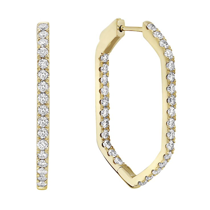 14K Yellow Gold 1.95ct Diamond Hoop Earrings
