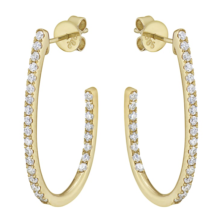 14K Yellow Gold 0.62ct Diamond Hoop Earrings