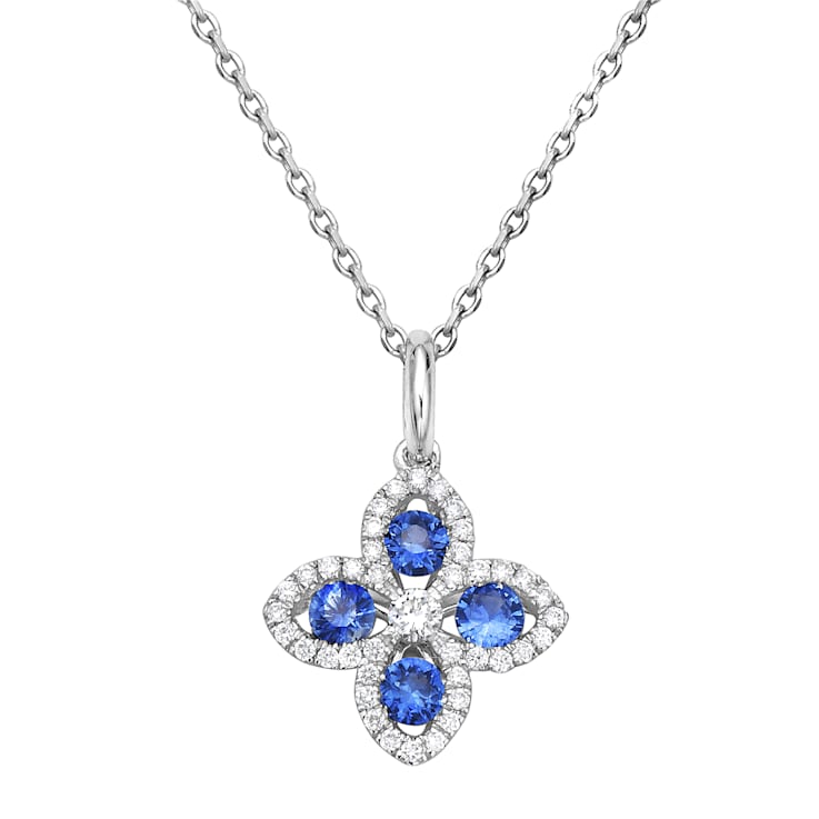 14KW 0.51ct Sapphire and Diamond Pendant With Chain