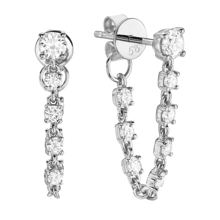 14K White Gold 0.64ct Diamond Earrings