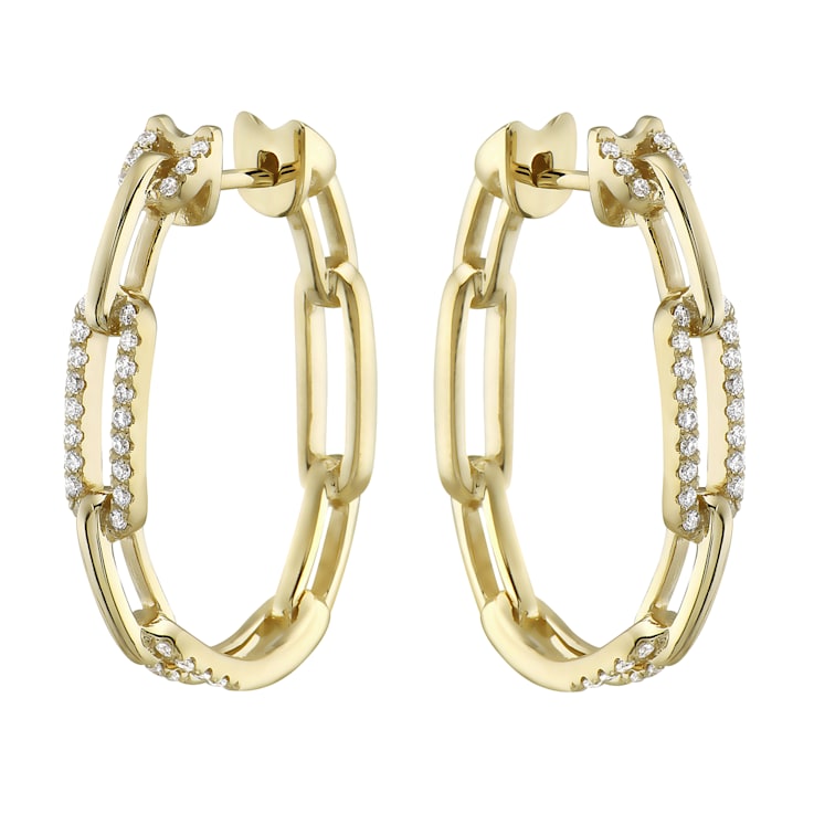 14K Yellow Gold 0.39ct Diamond Hoop Earrings
