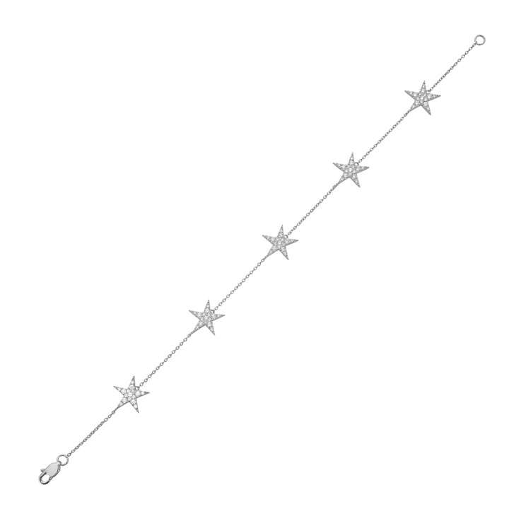 14K White Gold 0.78ctw Diamond Stars Bracelet