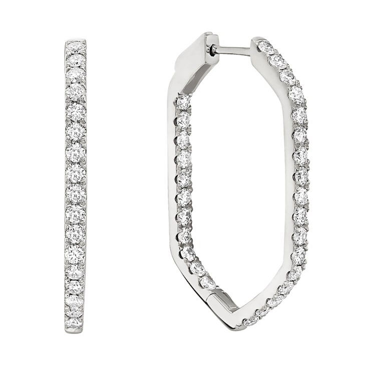 14K White Gold 1.95ct Diamond Hoop Earrings