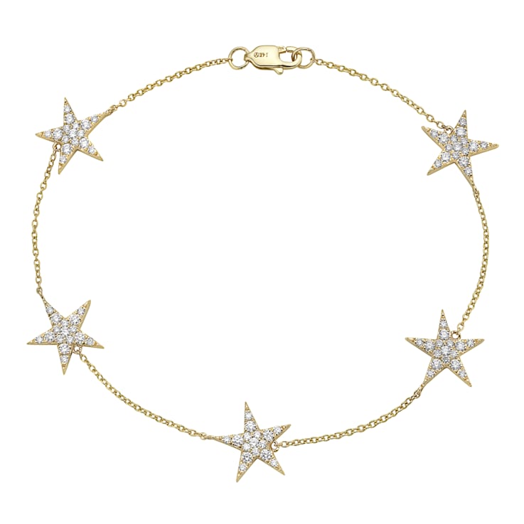 14K Yellow Gold 0.78ctw Diamond Stars Bracelet