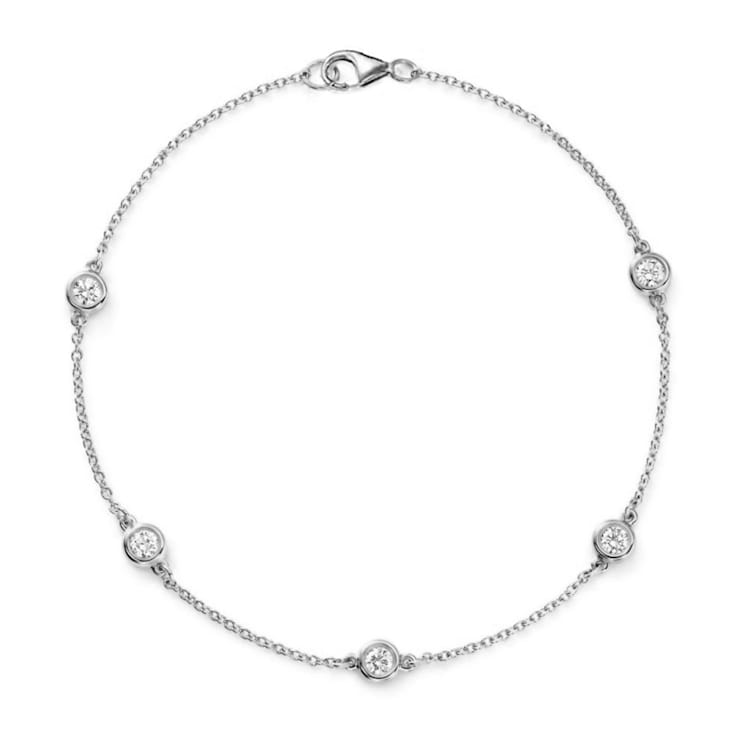 14K White Gold 0.75ctw Diamond Bezel Bracelet