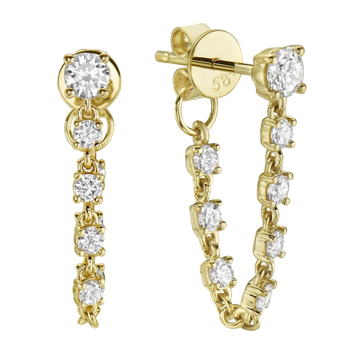 14K Yellow Gold 0.64ct Diamond Earrings