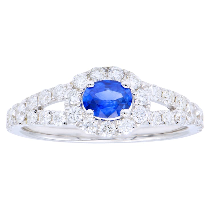 14K White Gold 0.99ct Sapphire and Diamond Ring