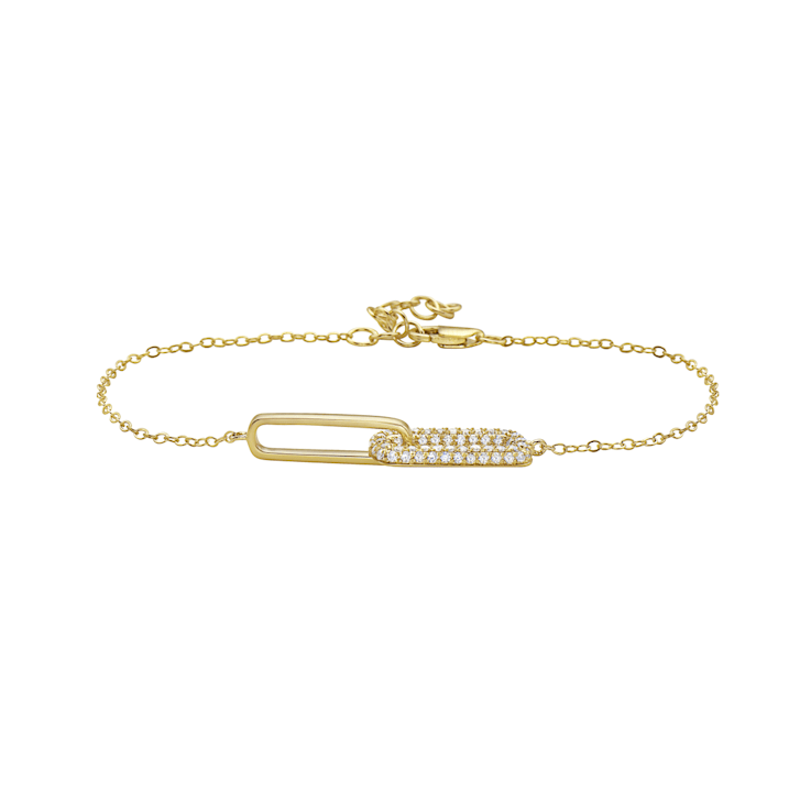 14K Yellow Gold 0.41ctw Diamond Paperclip Bracelet