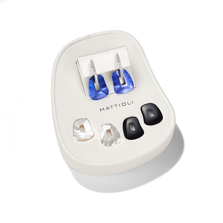 Mattioli small Puzzle earrings giftbox in 18-karat white gold and white diamonds