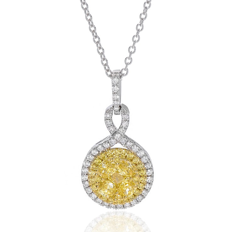 Gregg Ruth 18K White Gold, White Diamond 0.22ctw and Yellow Diamond
0.66ctw. Necklace