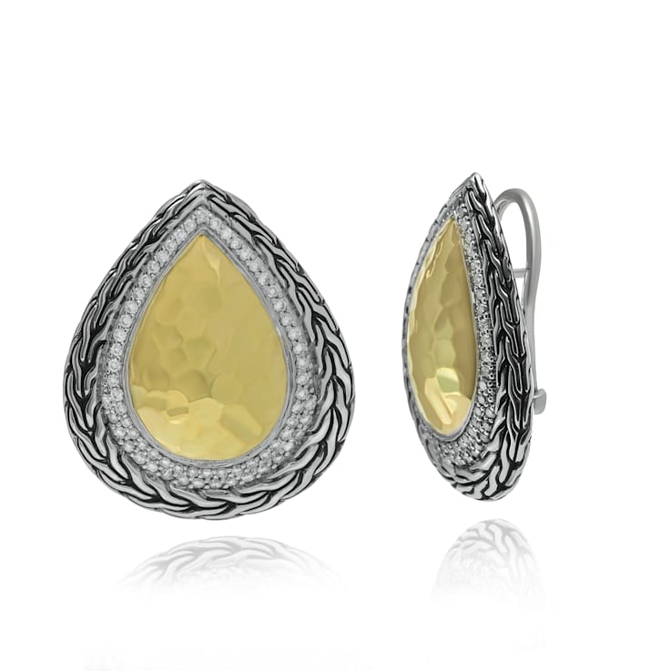 John Hardy Classic Chain 18K Yellow Gold & Sterling Silver Diamond
0.61ctw Drop Earrings