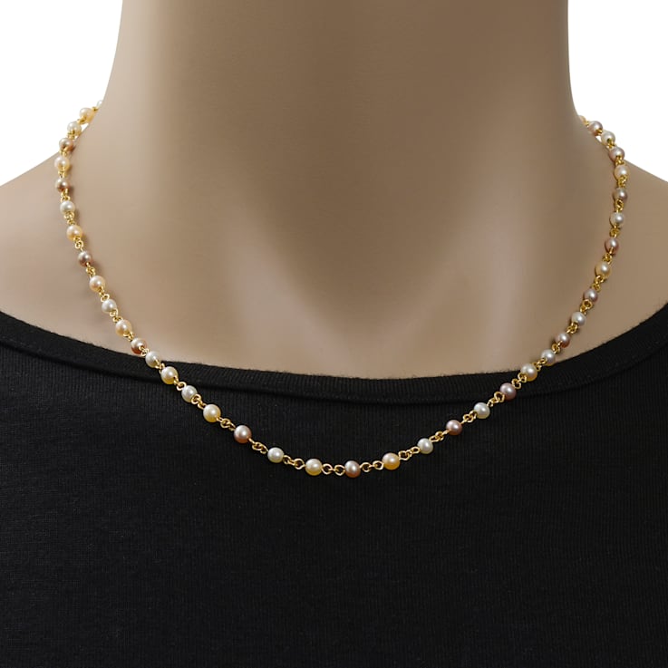 Mimi Milano Nagai 18K Yellow Gold Diamond 0.26ctw and Pearl Necklace