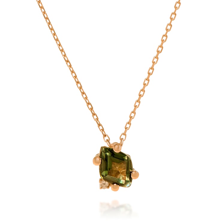 Suzanne Kalan 14K Rose Gold Diamond and Green Envy Topaz Pendant Necklace
