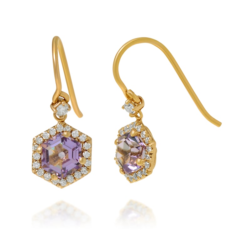 Suzanne Kalan 14K Yellow Gold Diamond and Rose de France Drop Earrings
