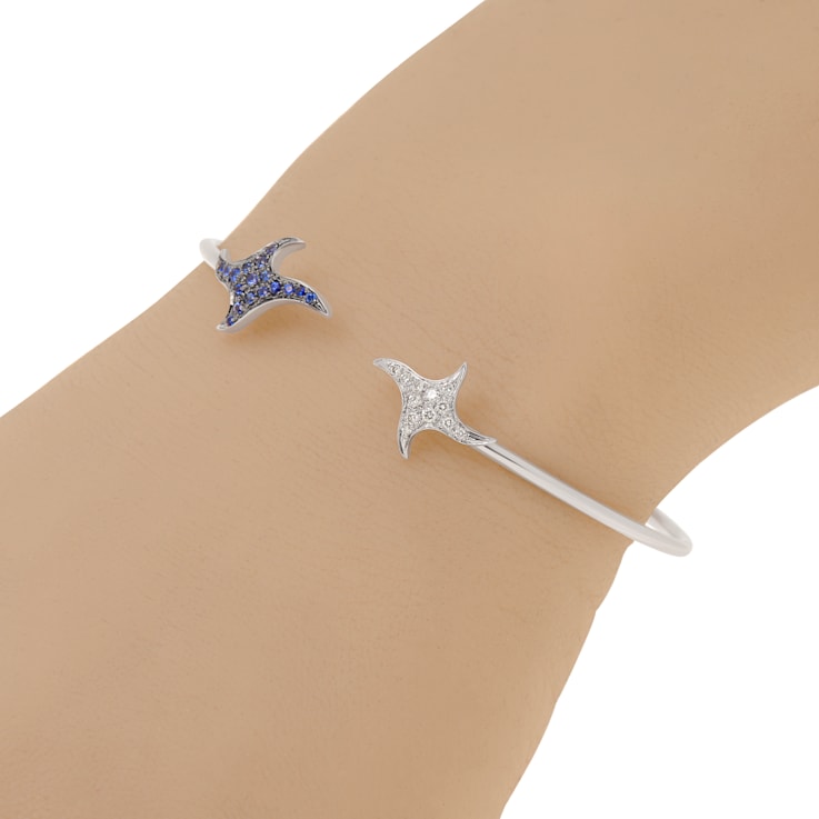 Mimi Milano Vega 18K White Gold Diamond and Blue Sapphire Cuff Bracelet