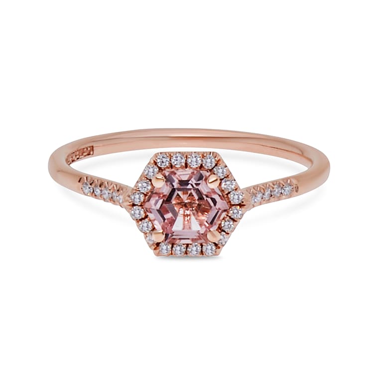 Suzanne Kalan 14K Rose Gold Diamond and Morganite Topaz Ring sz 6
