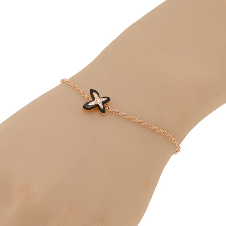 Mimi Milano Freevola 18K Rose Gold Diamond and Onyx Charm Bracelet