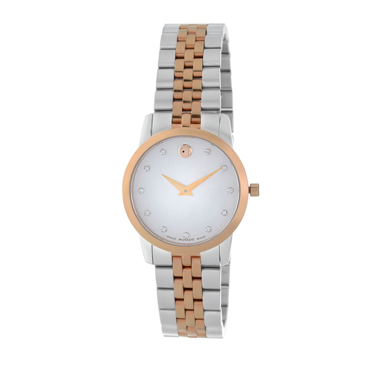 Movado Museum Classic Diamond Two Tone Quartz Ladies Watch 607077