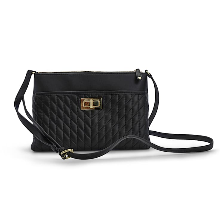 Karl Lagerfeld Paris Agyness Black Gold Leather Crossbody 13542A